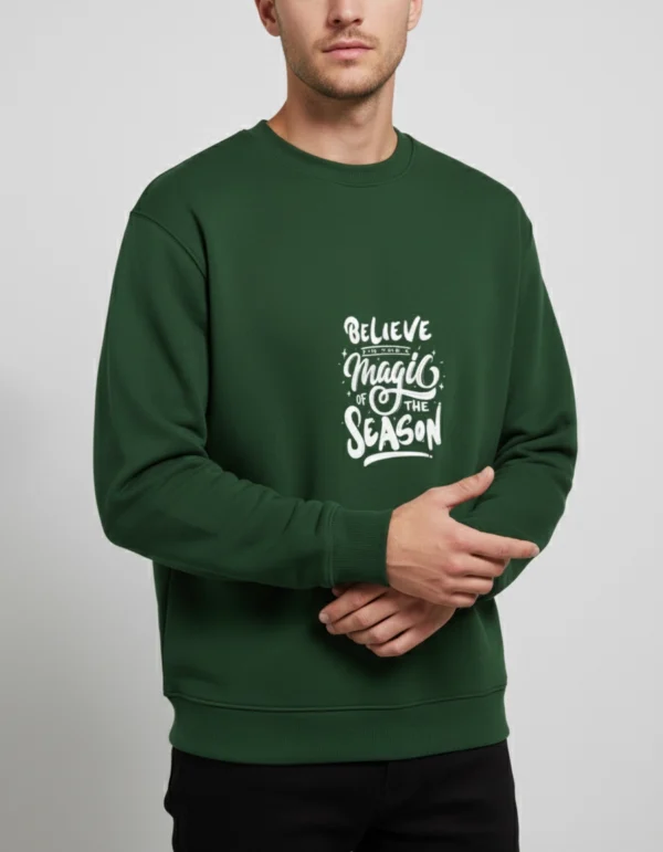 Believe magic Printed Green Oversized Sweatshirt