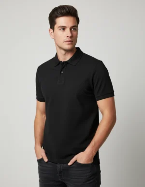 Men's Polo Plain Black T-shirt